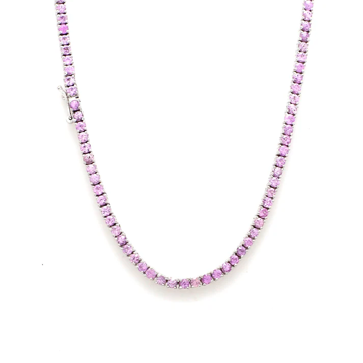 Pink Sapphire 2.50 MM Tennis Necklace