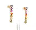 Rainbow Sapphire Heart Dangle Earrings