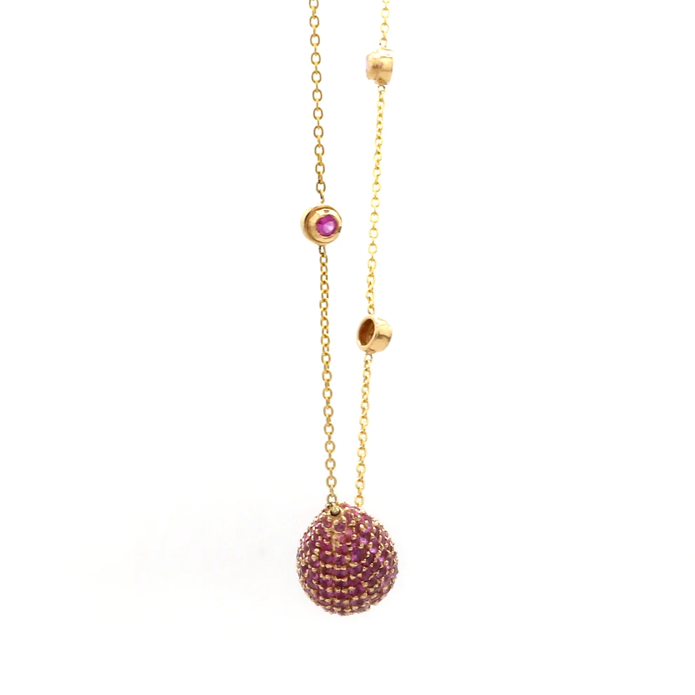 Pink sapphire Pave Drop Pendant