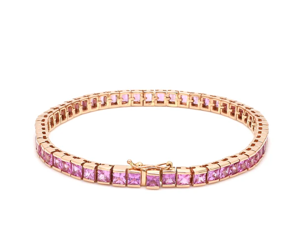 Pink Sapphire Princess Cut Bracelet