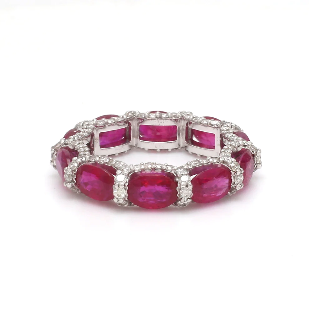 Ruby & Diamond East West Oval Ring