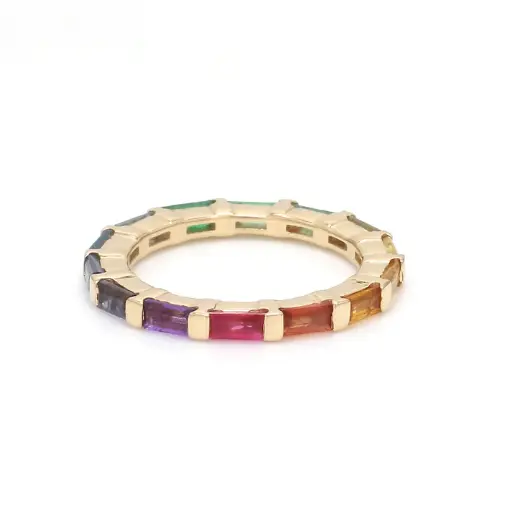 Rainbow Gemstone Bar Set Ring